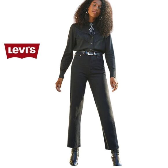 Levi's Plus Size Ribcage Straight Ankle Black Sprout Jeans 20 20W - Picture 1 of 3